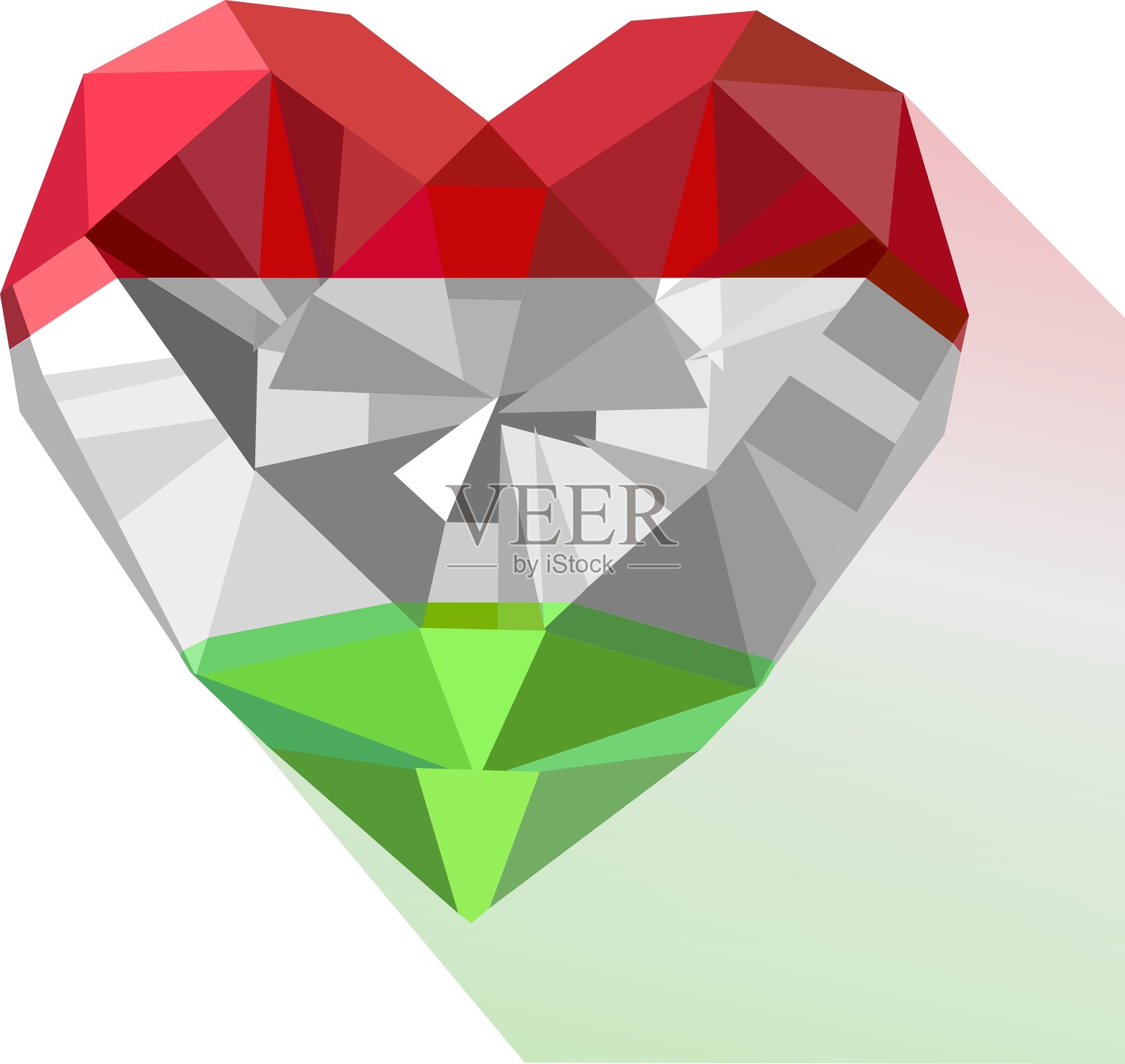 晶莹剔透的宝石珠宝心带着国旗插画图片素材