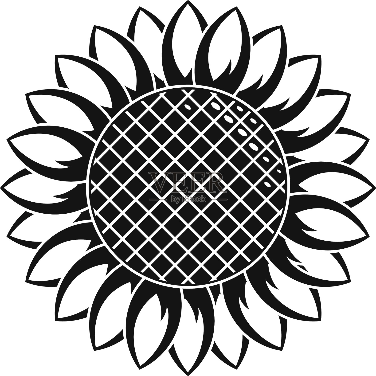 圆形向日葵图标风格简单设计元素图片