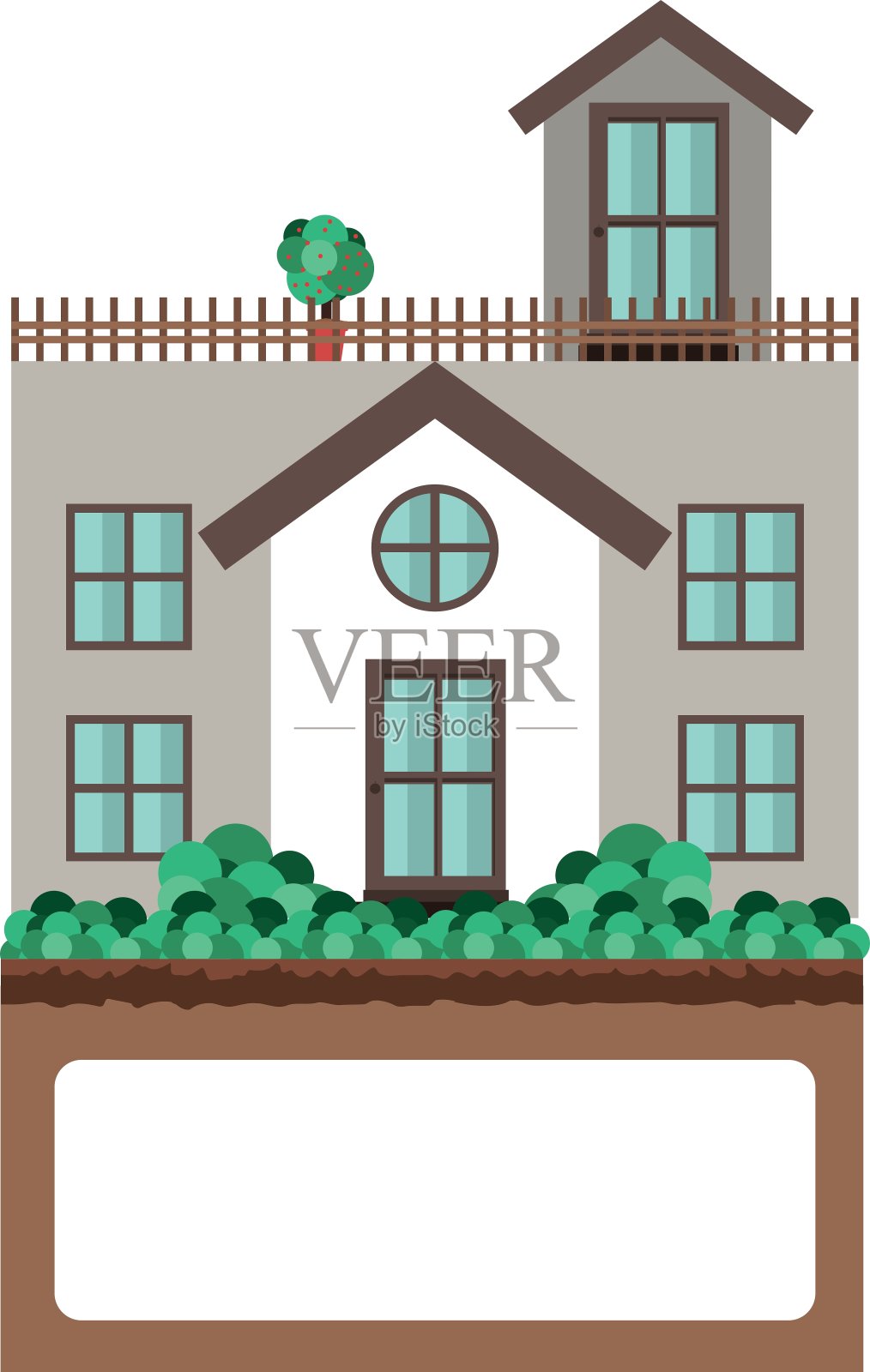 房子有阳台和标签插画图片素材