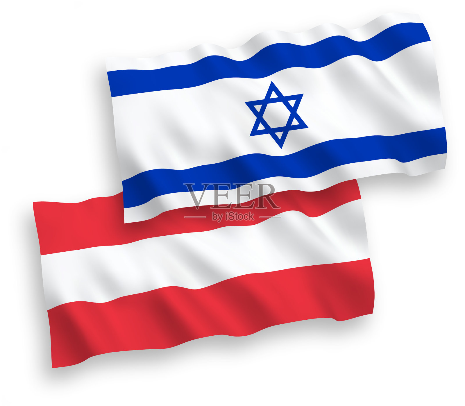 白色背景上的奥地利和以色列国旗设计元素图片