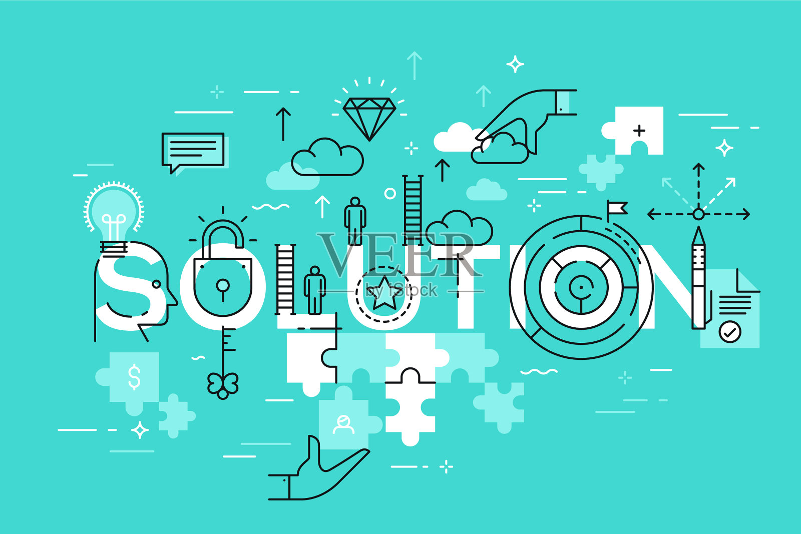 细线平面设计横幅业务解决方案插画图片素材