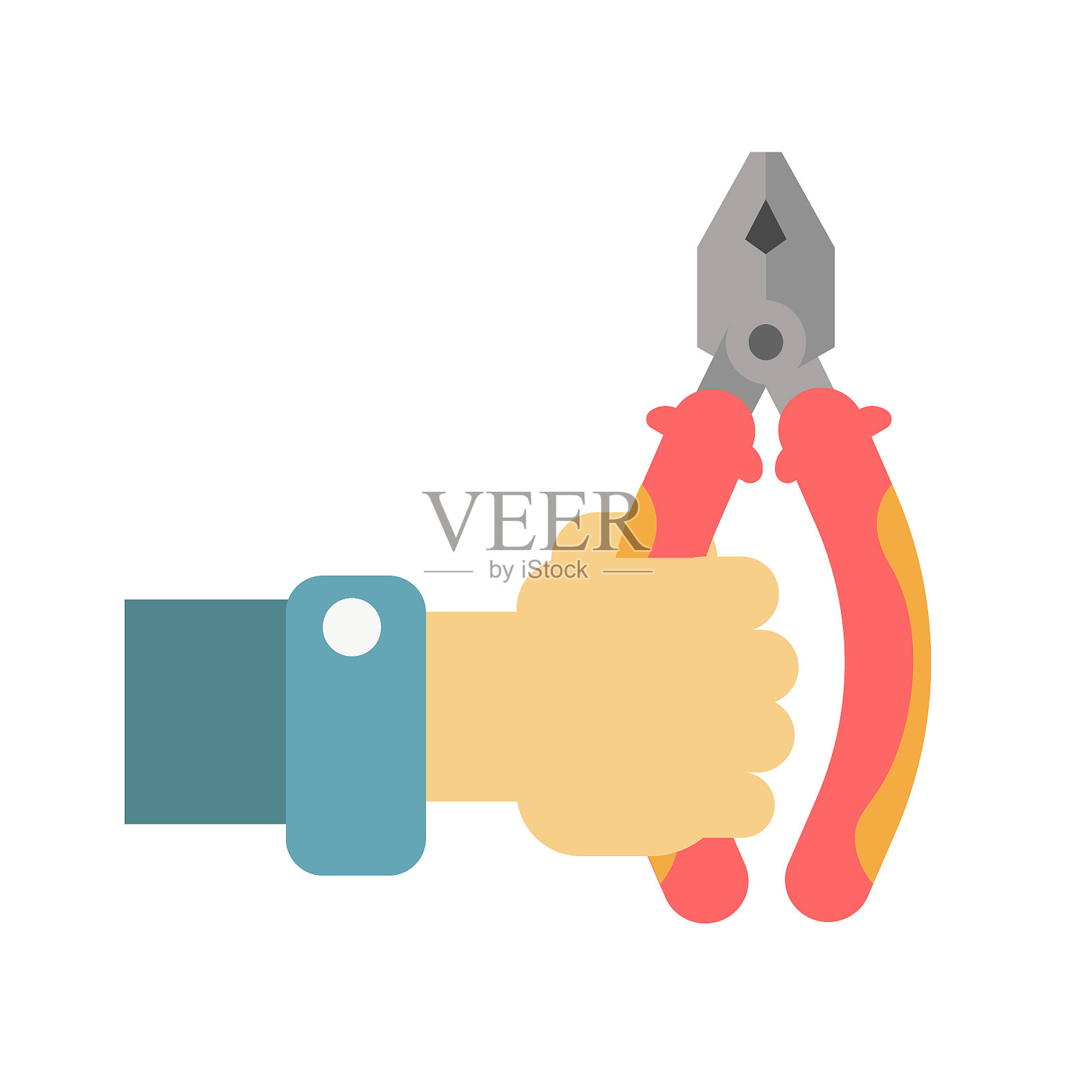 人手上的扁嘴钳子设计元素图片