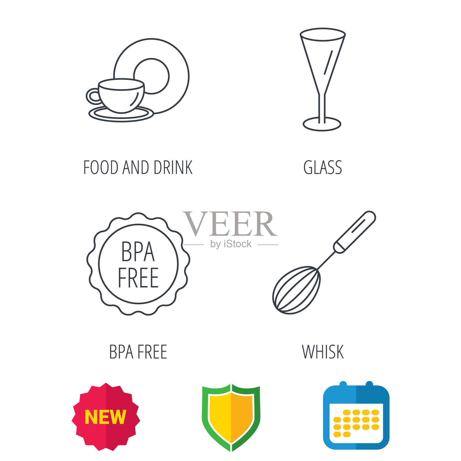 食物和饮料的玻璃和搅拌器图标插画图片素材
