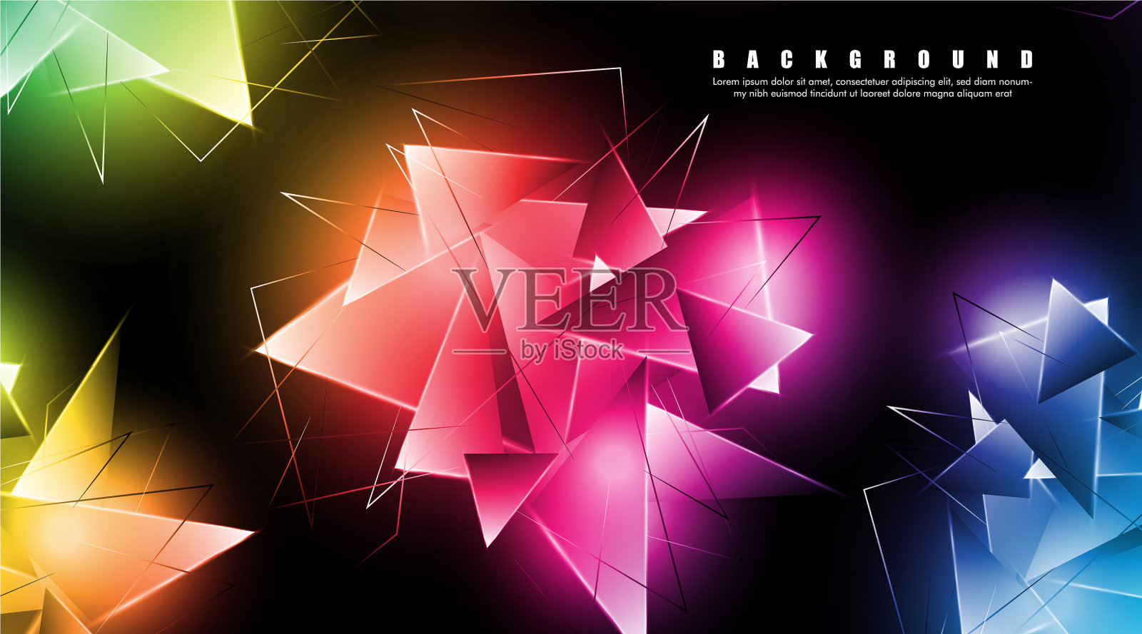 带有发光三角形的抽象背景插画图片素材