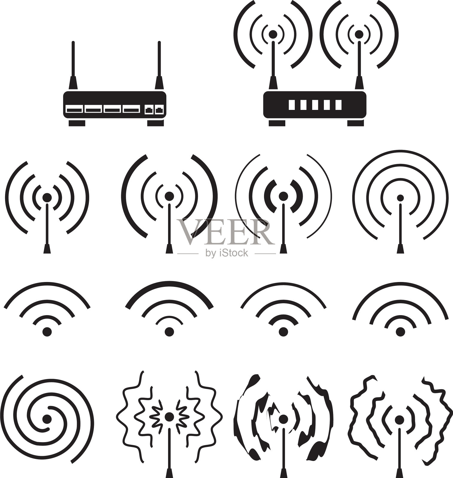 收集wifi和无线信号波图标素材