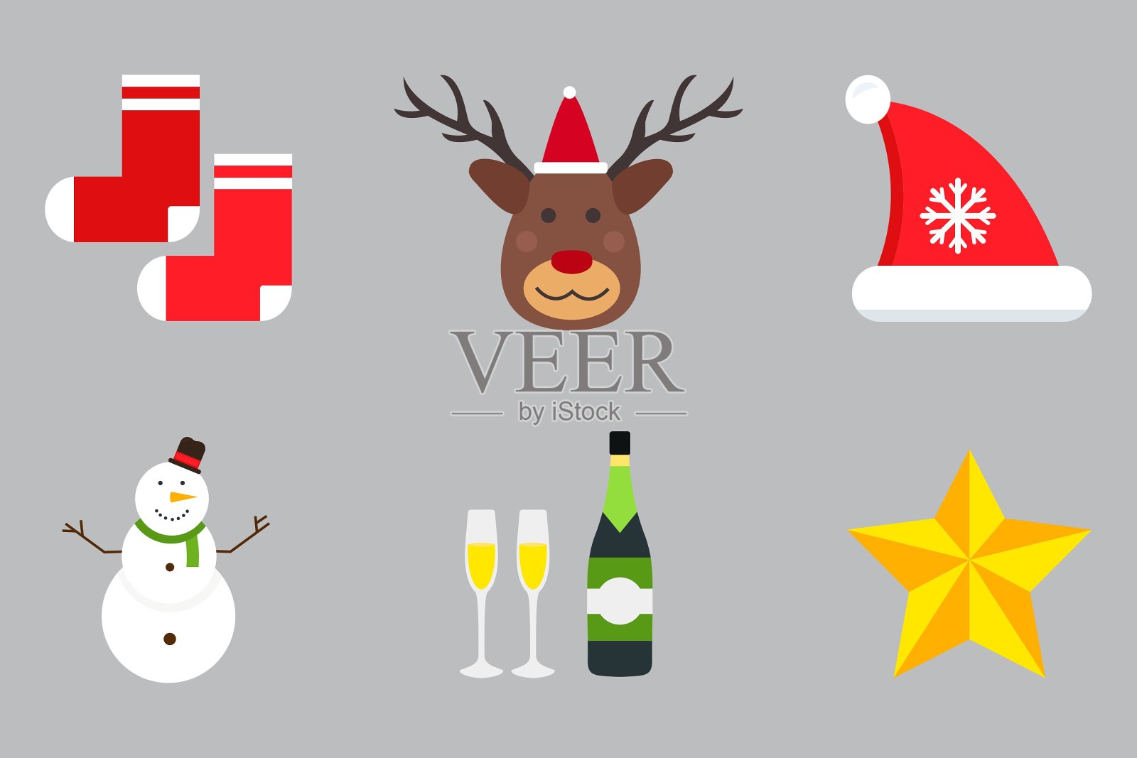 圣诞节日标志套装图标素材