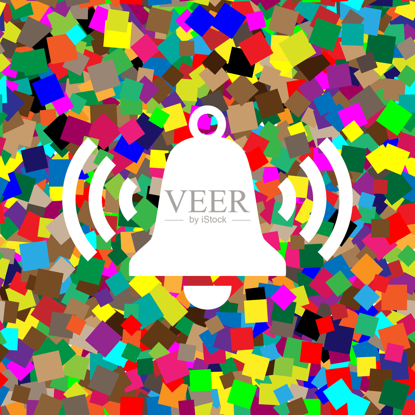 铃声图标白色图标上五颜六色插画图片素材