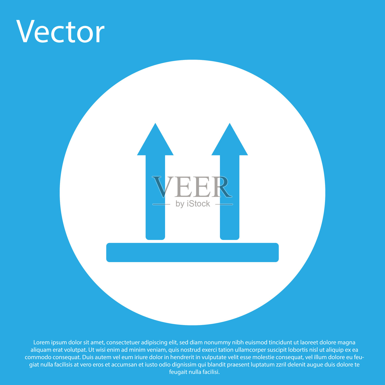 蓝色这个面朝上的图标孤立在蓝色背景上插画图片素材