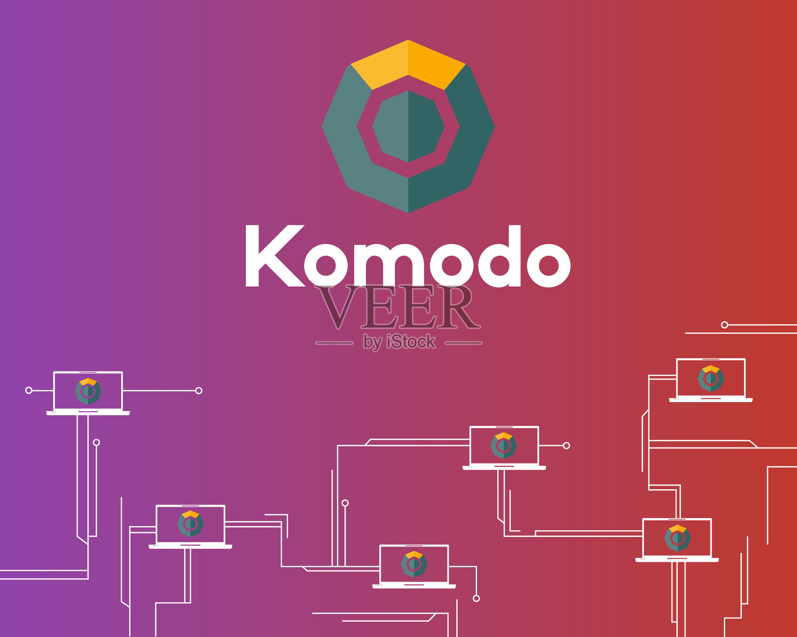 区块链科莫多符号电路网络插画图片素材