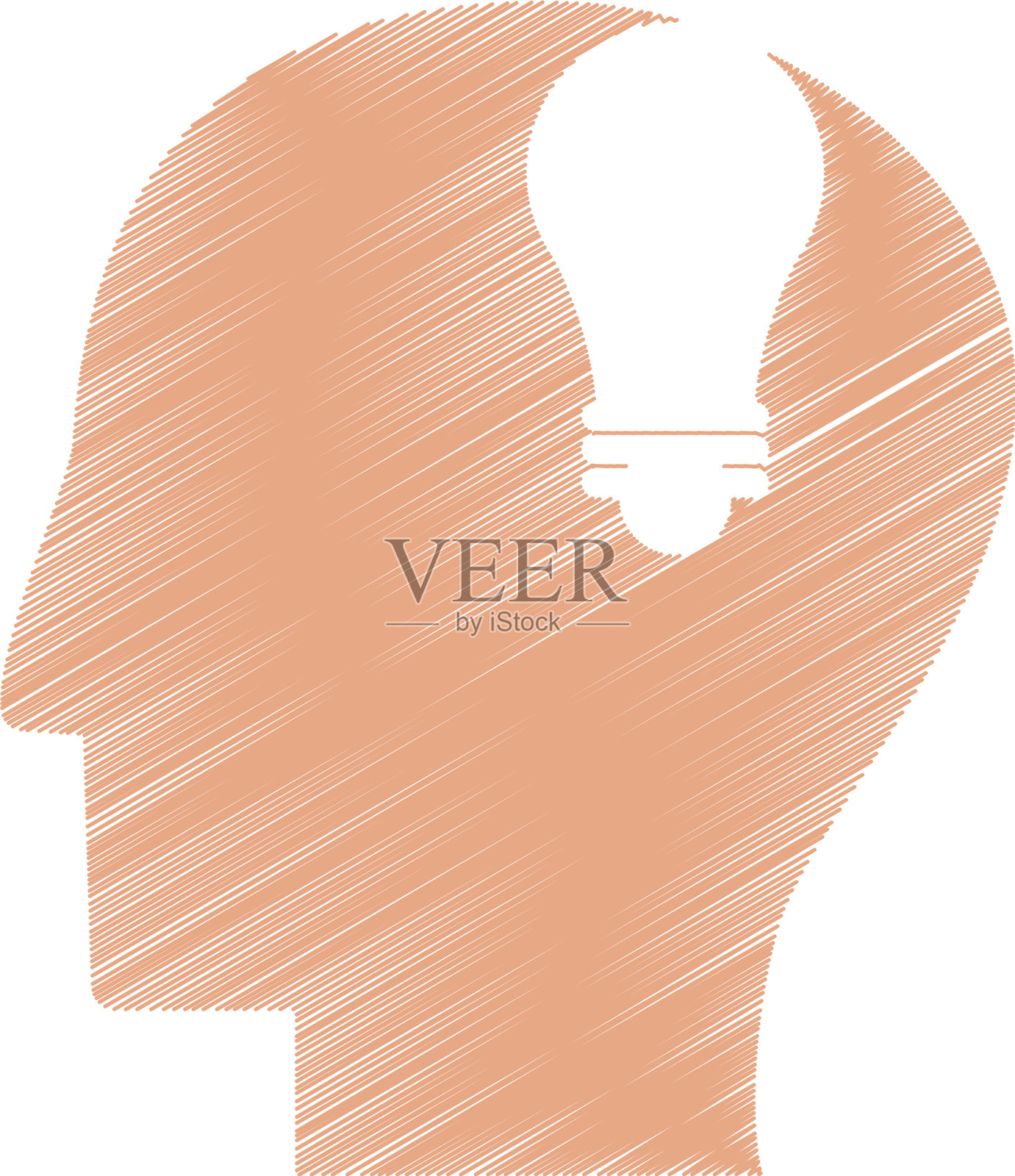 绘制轮廓头想法灯图标插画图片素材