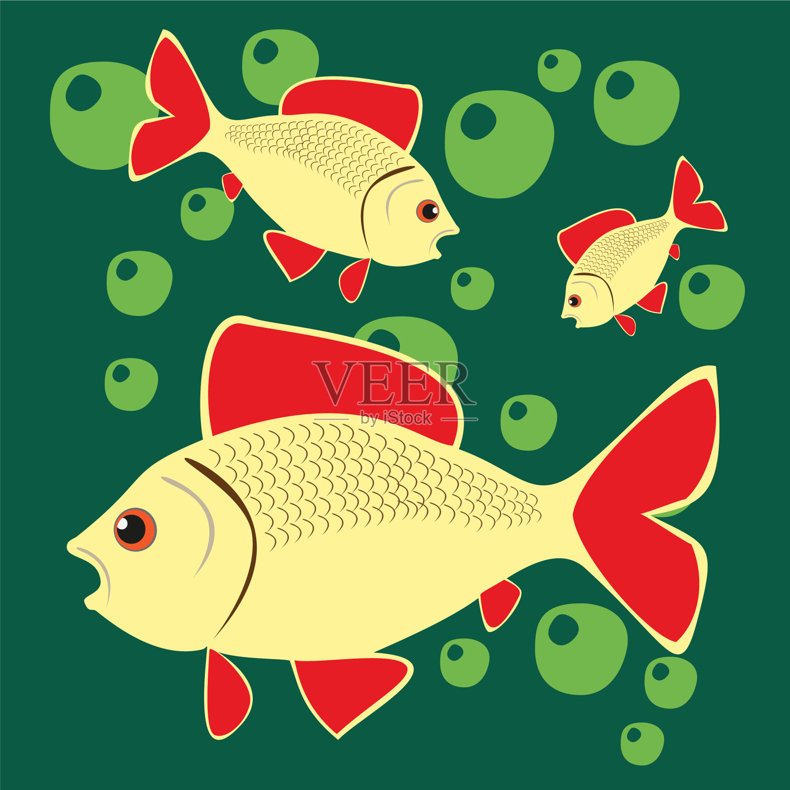 美丽的鱼纹垂钓美丽的夏天插画图片素材