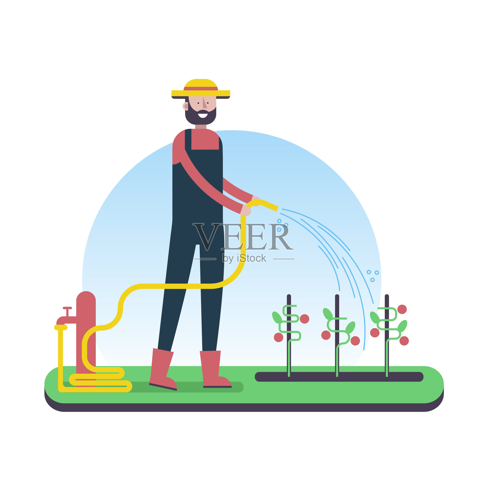 快乐的农民照顾有机水果作物设计元素图片