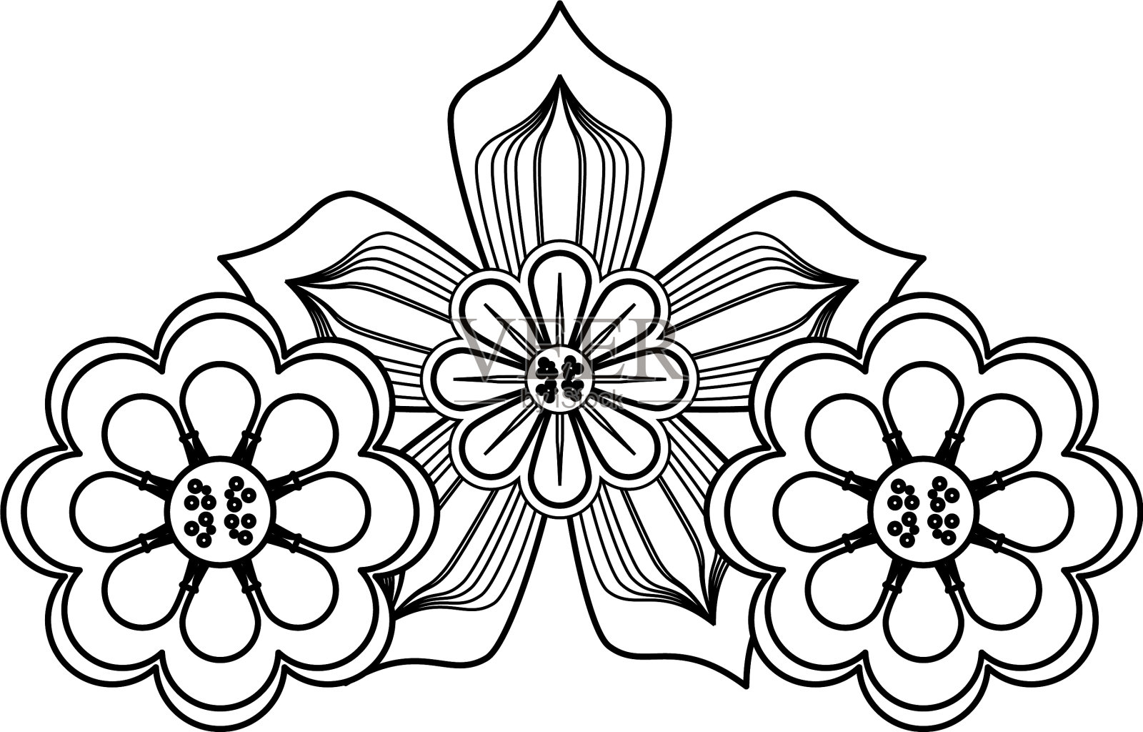 花卉自然花卉装饰卡通黑色插画图片素材