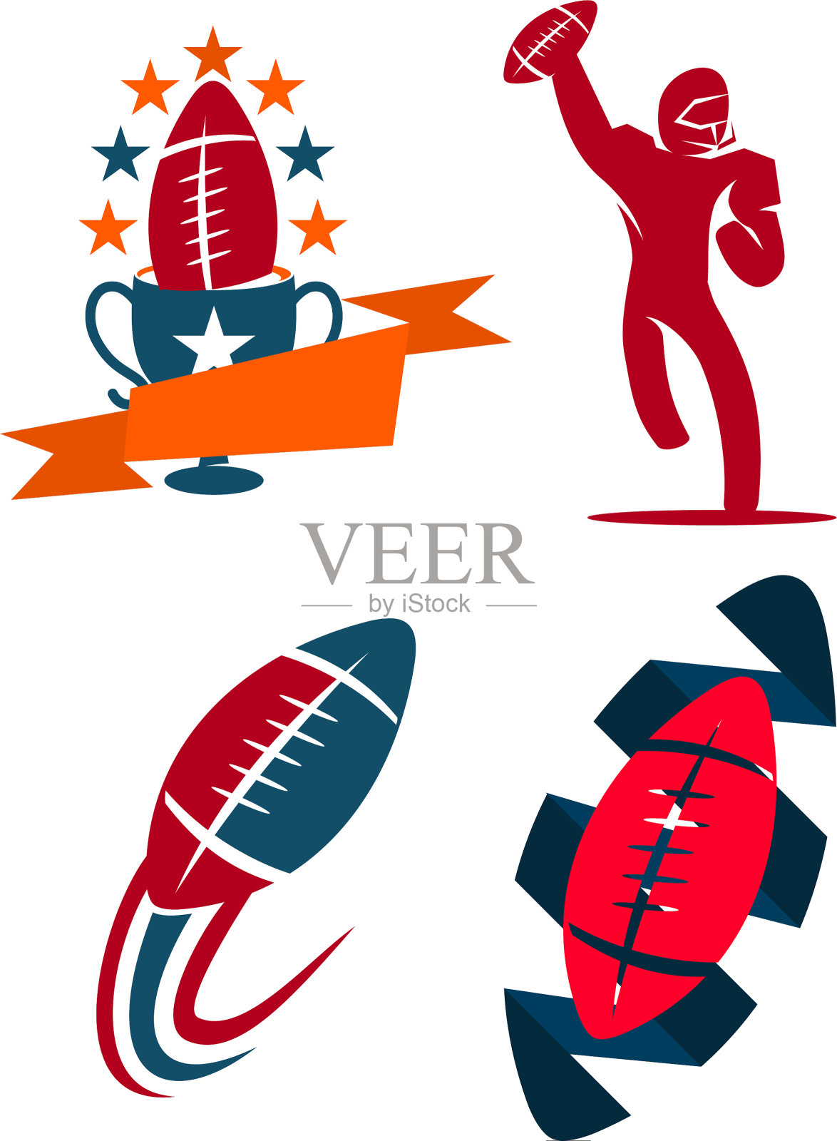 美式足球运动标志模板设计插画图片素材