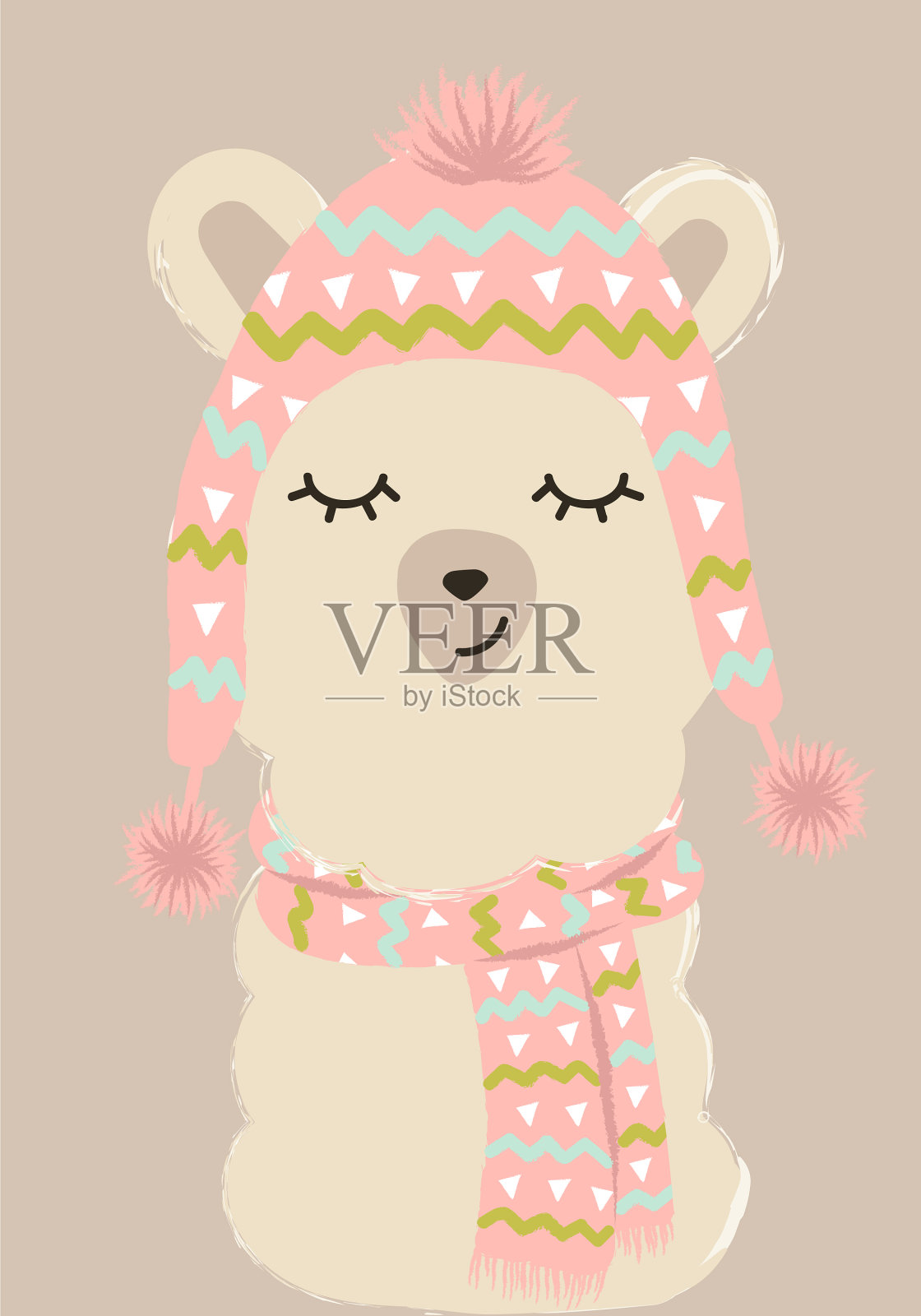 可爱的时尚喇嘛冬季风格冬季插画图片素材