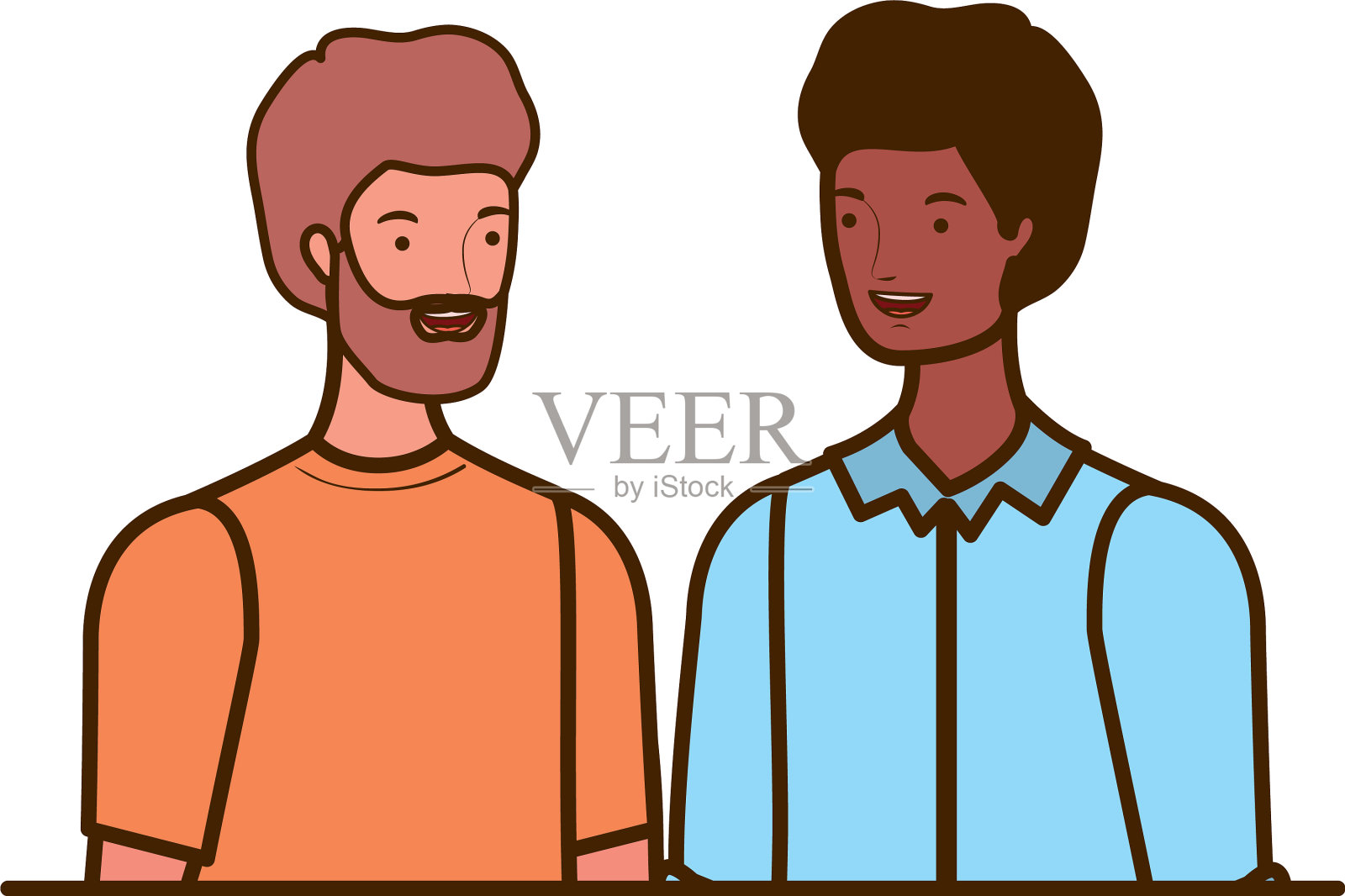 白人背景的年轻人插画图片素材