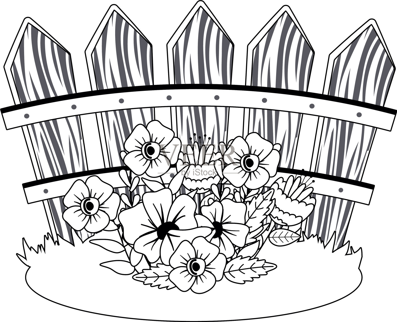 花在前面的栅栏设计设计元素图片