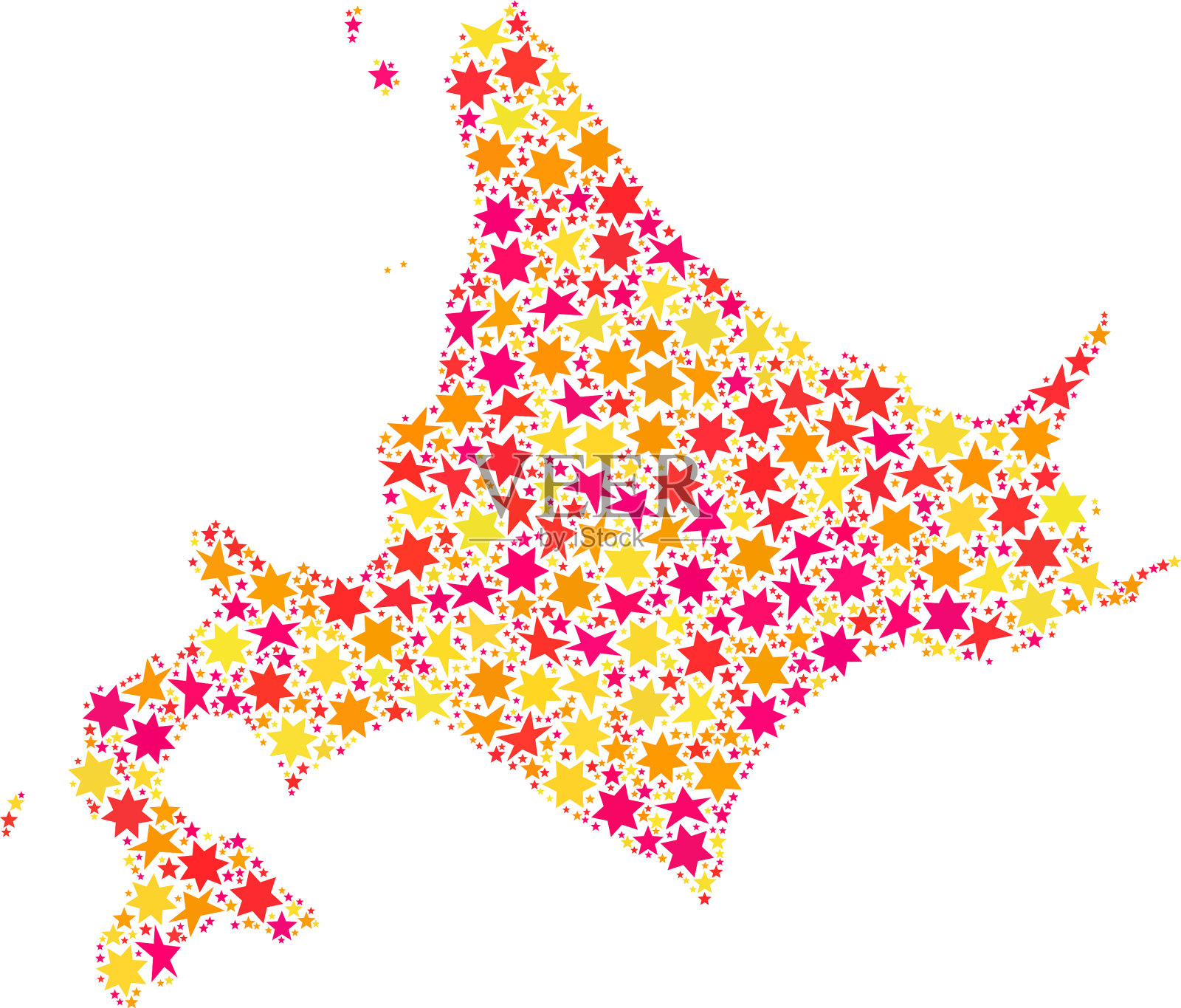 日本北海道星图拼贴插画图片素材