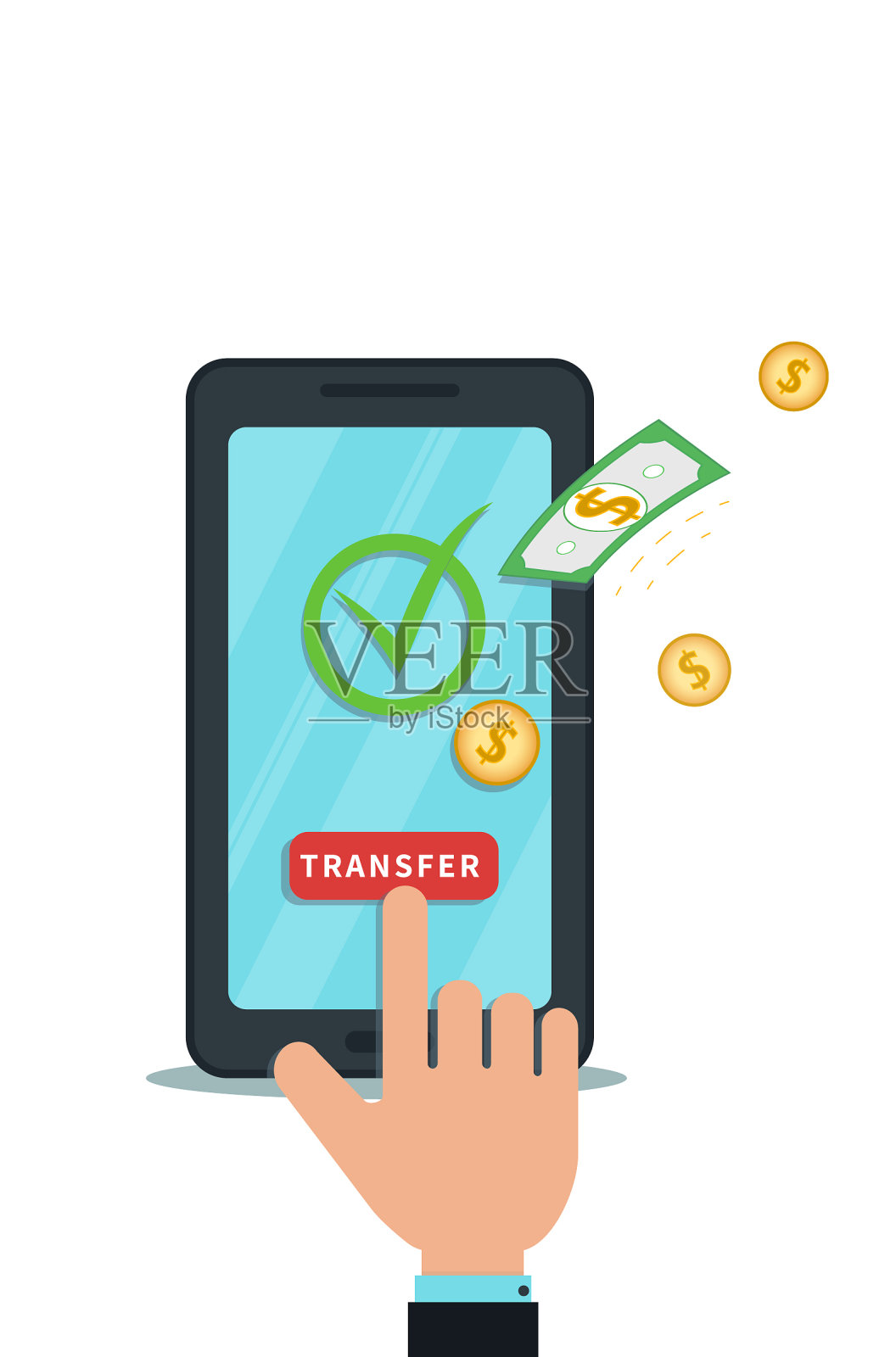 通过手机应用转账成功设计元素图片