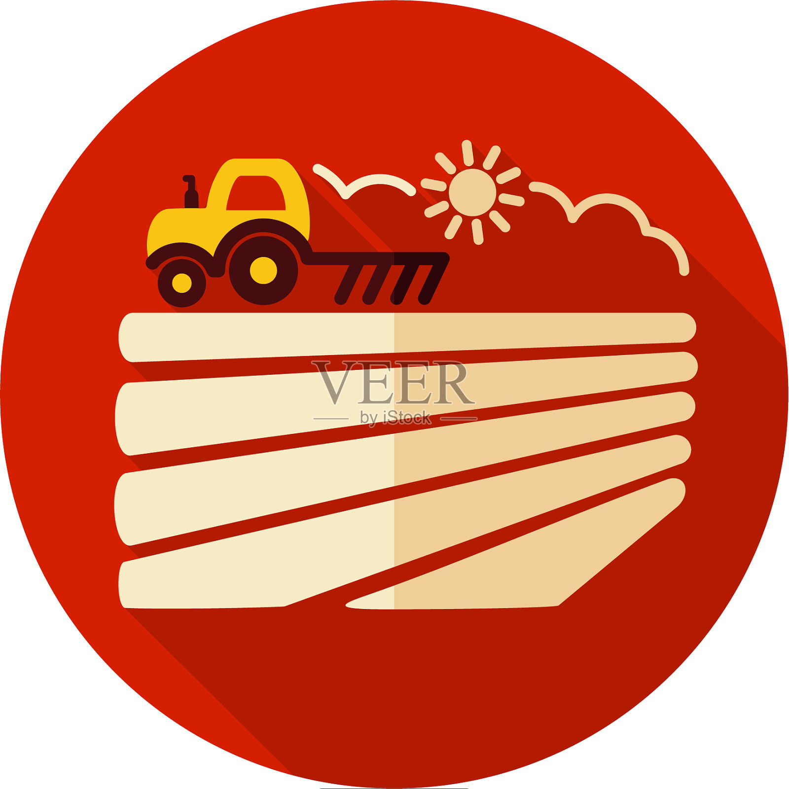 拖拉机在播种前犁地设计元素图片