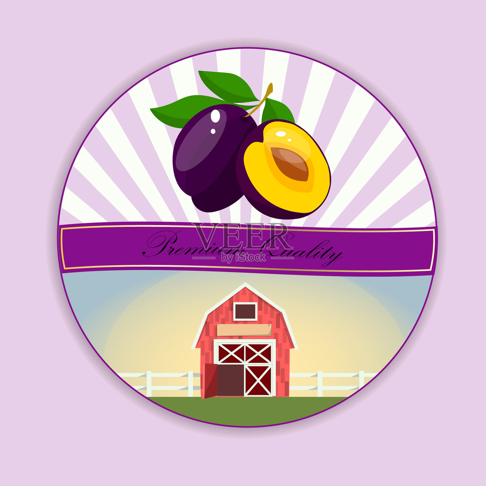 方形标签李子酱插画图片素材