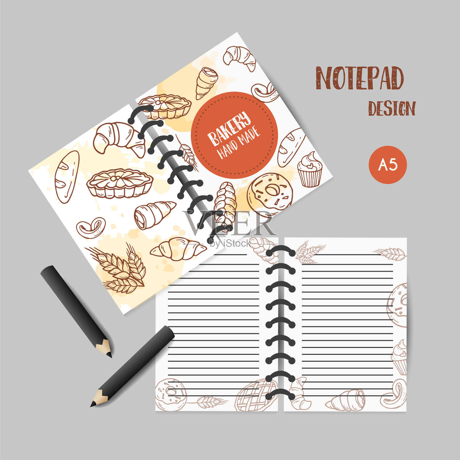 复古风味与素描烘焙糕点和糖果插画图片素材