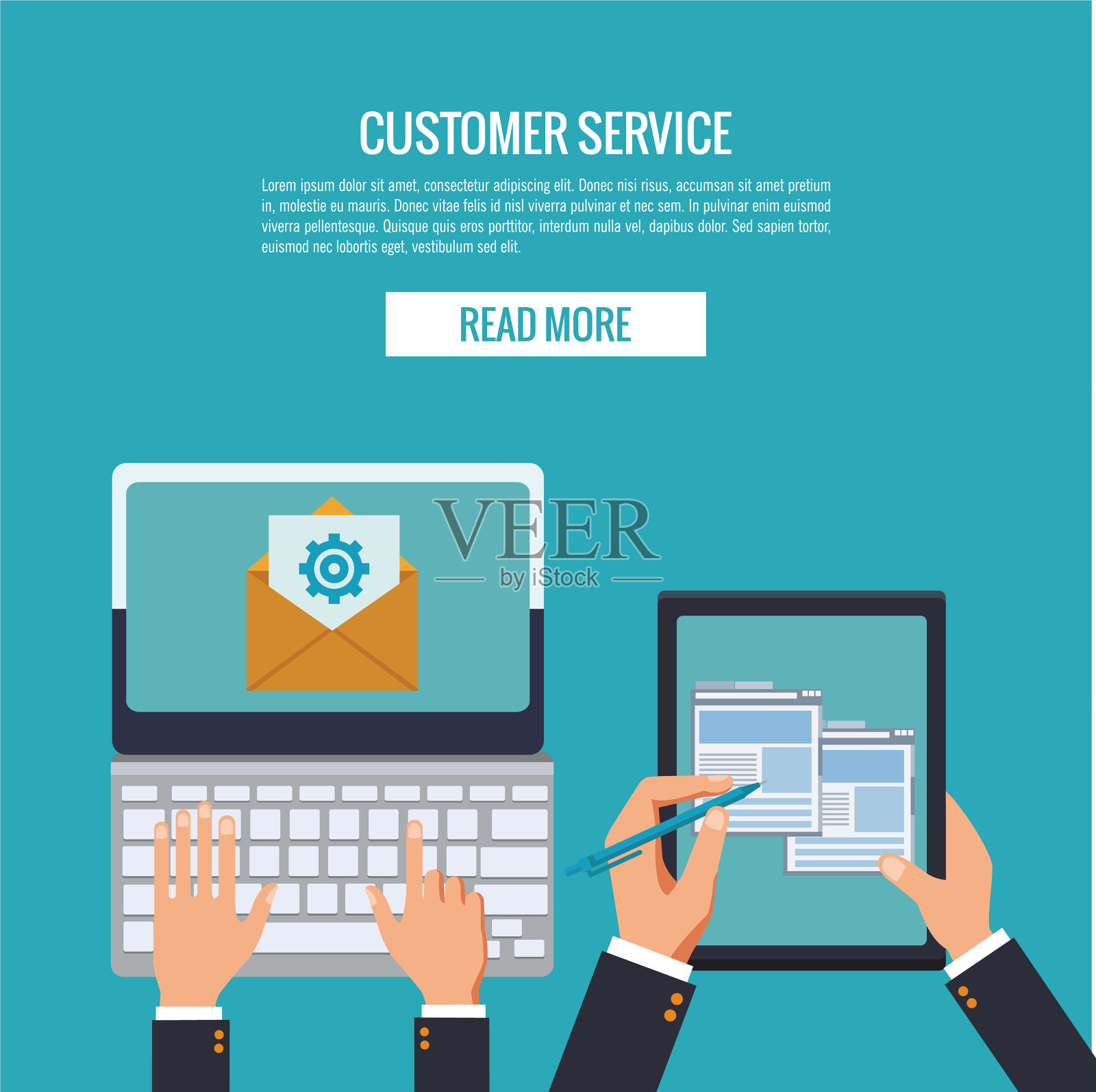 客户服务旗帜插画图片素材