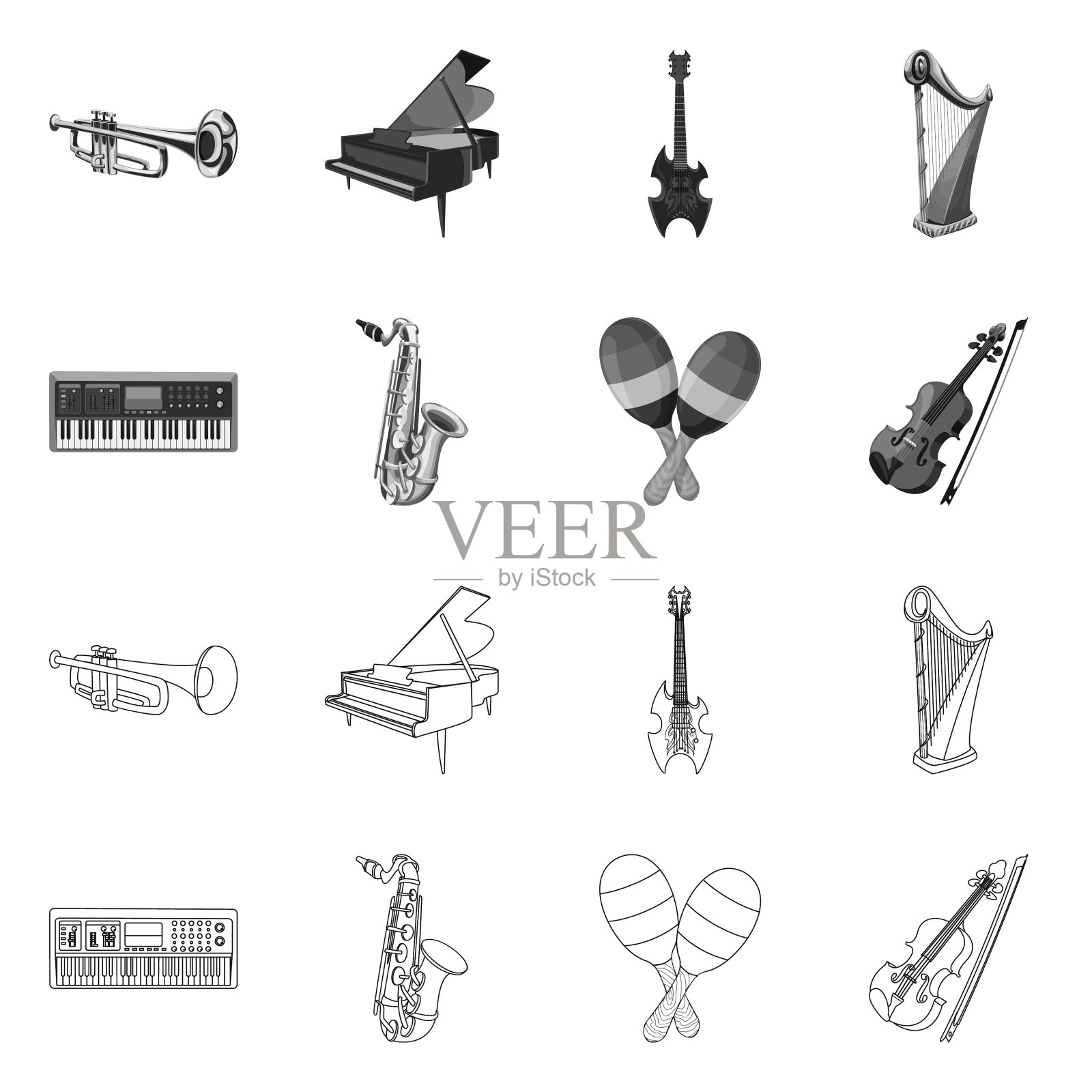 音乐及音乐调音标志的设计插画图片素材