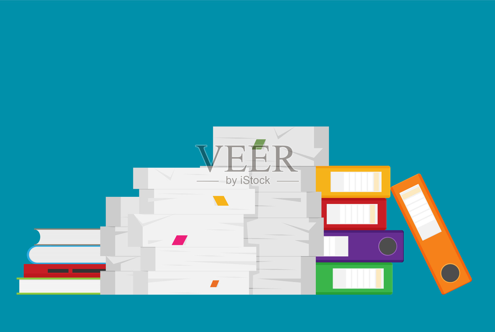 成堆的文件和文件夹插画图片素材