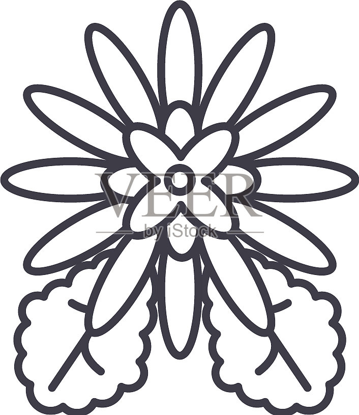 菊花线图标概念菊花平设计元素图片