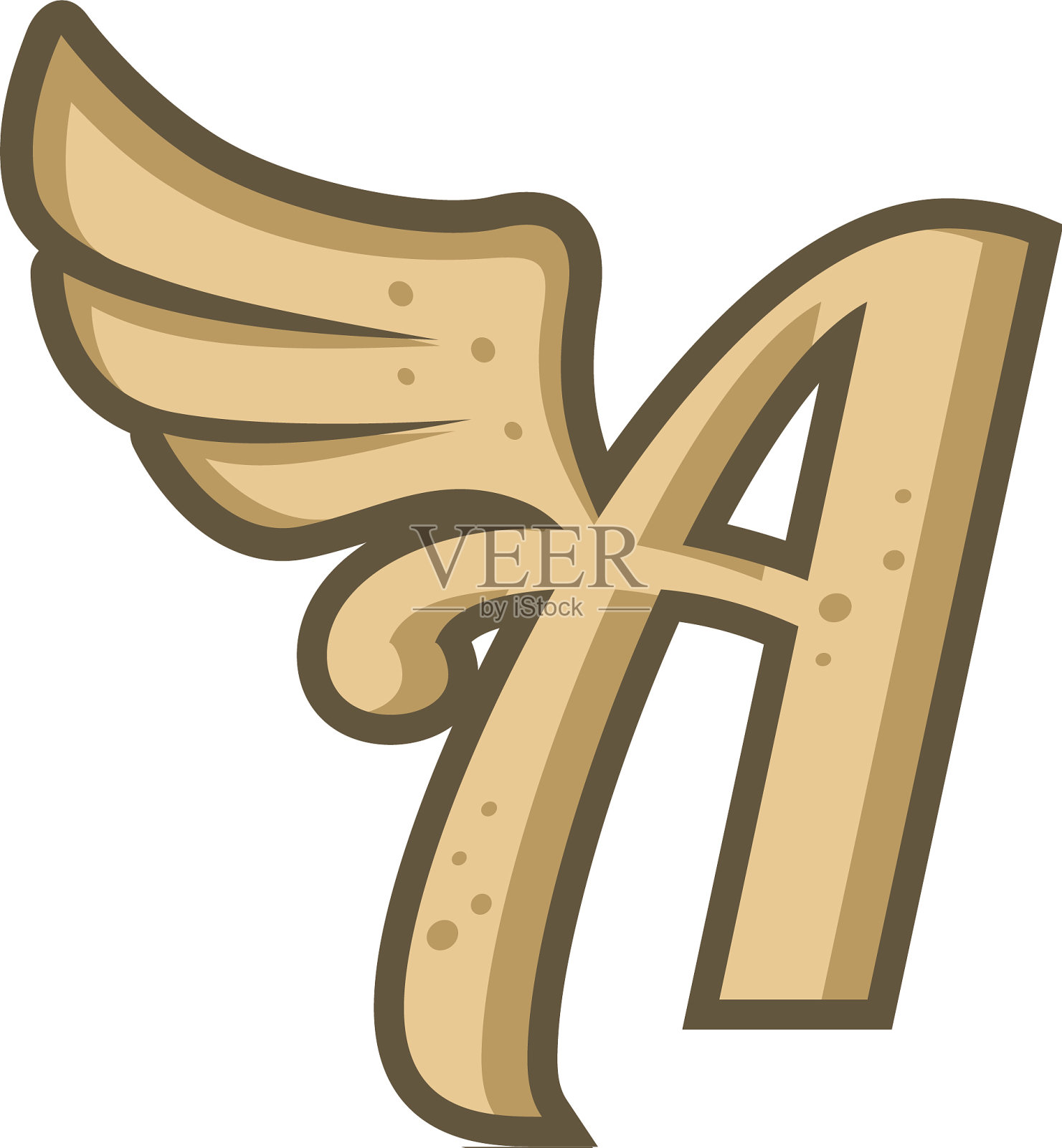 字母与天使鸟翅膀插画图片素材