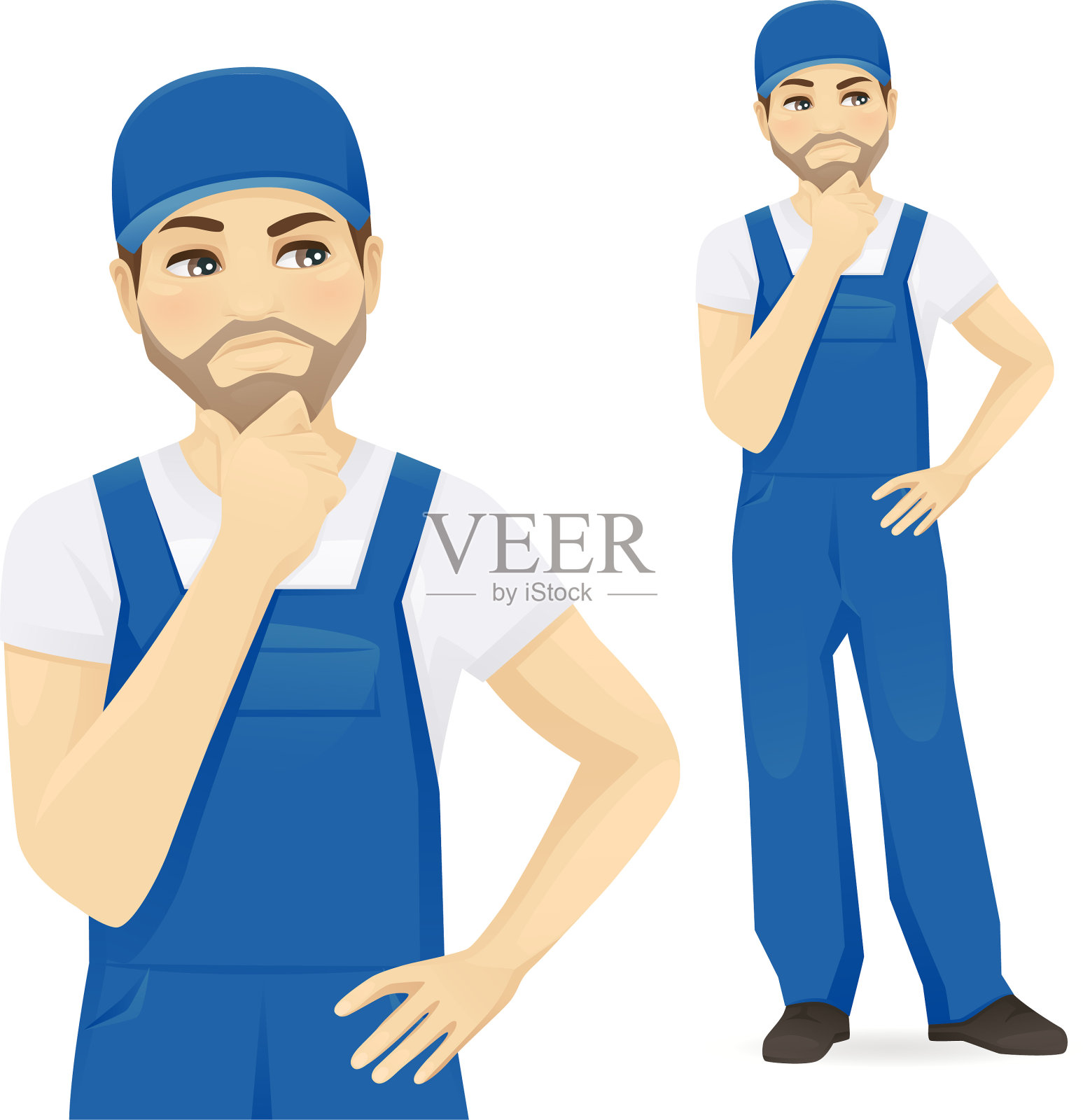 穿着工装裤思考的男人设计元素图片