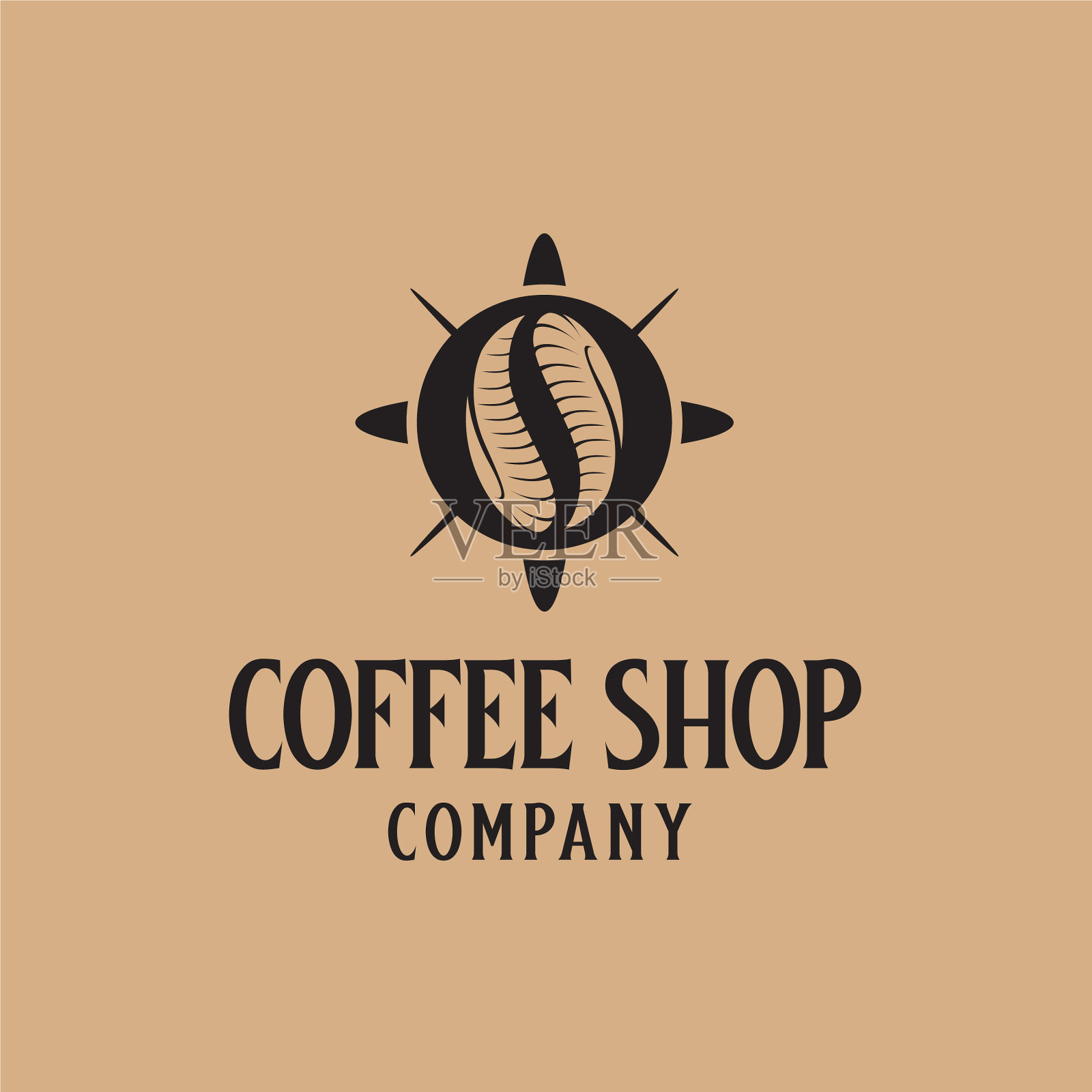 咖啡店标志设计用咖啡豆制作而成插画图片素材