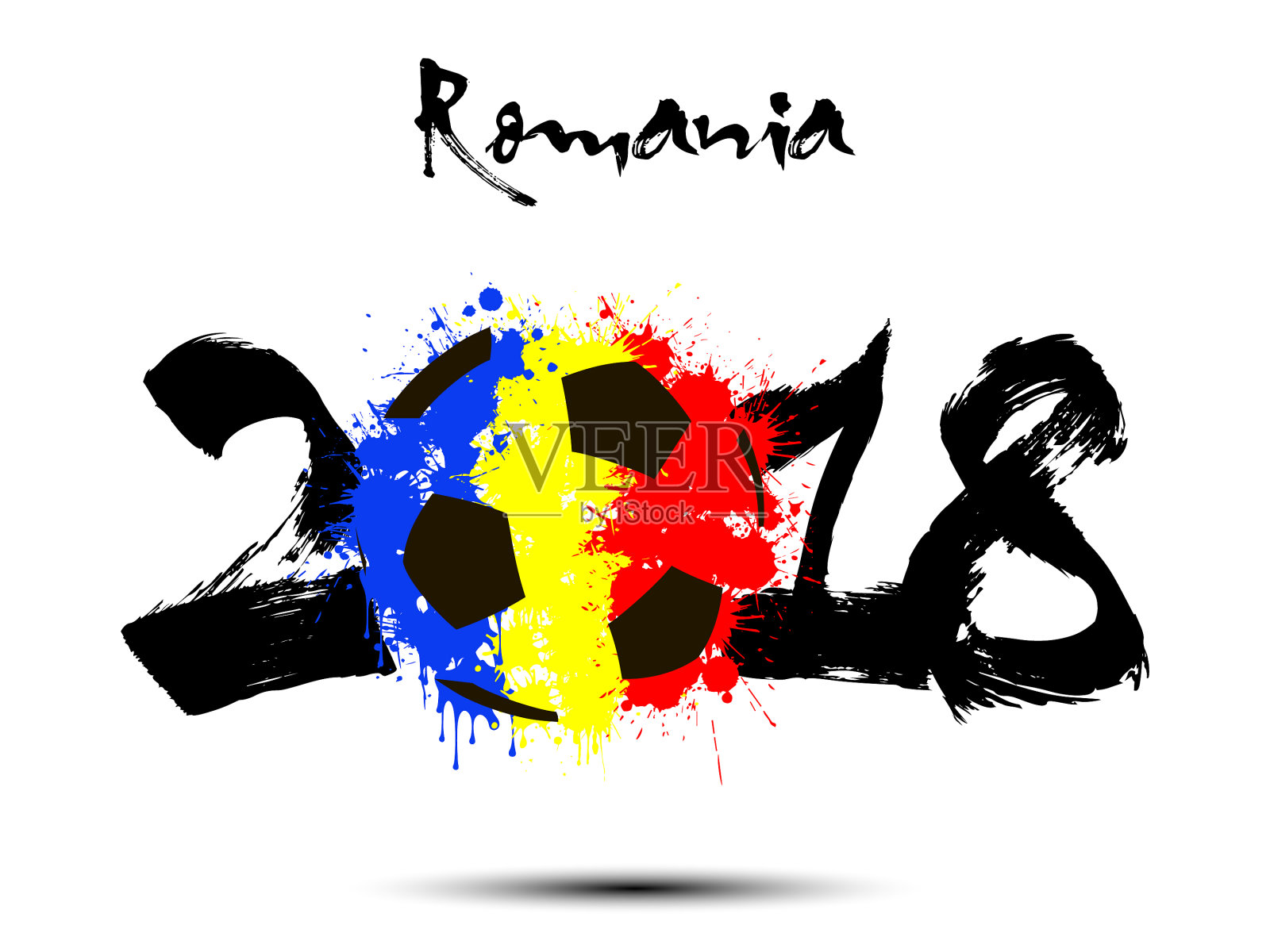 2018抽象数字和足球印迹插画图片素材