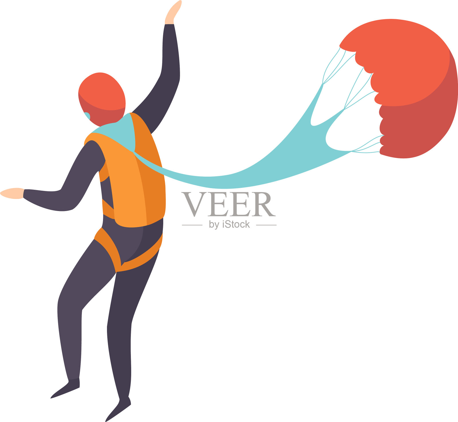 跳伞运动员用降落伞跳伞设计元素图片