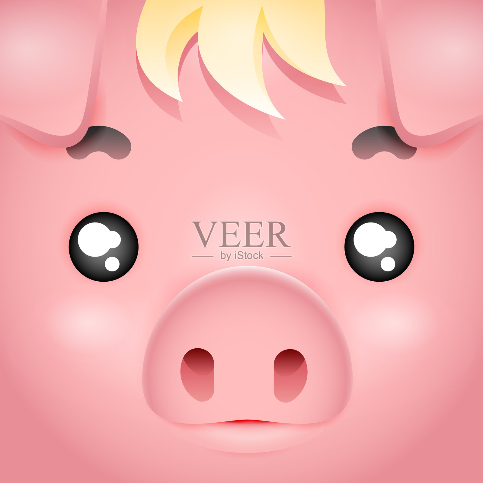 方形可爱的小猪卡通人物设计插画图片素材