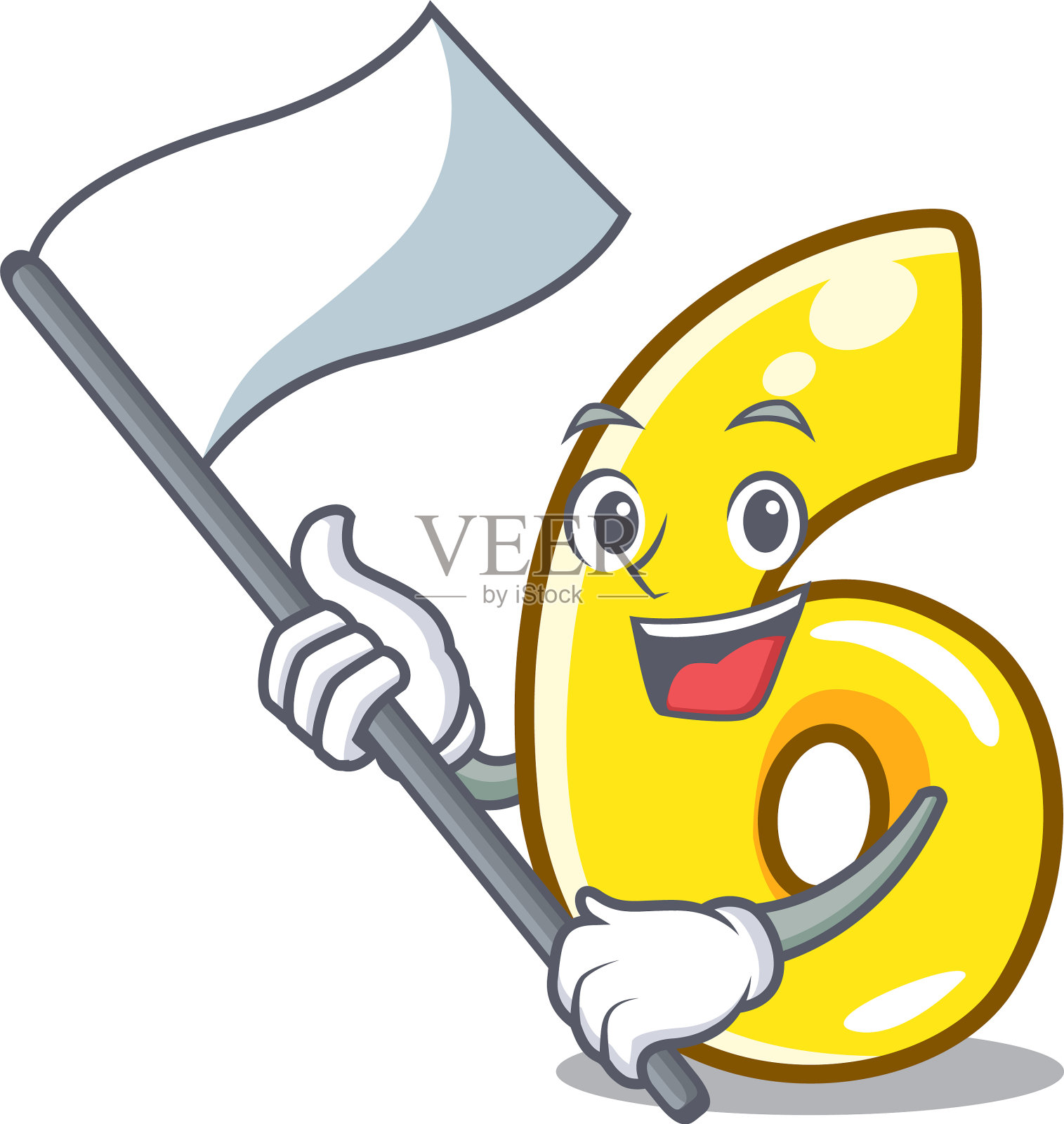 6号旗子被孤立在吉祥物上设计元素图片