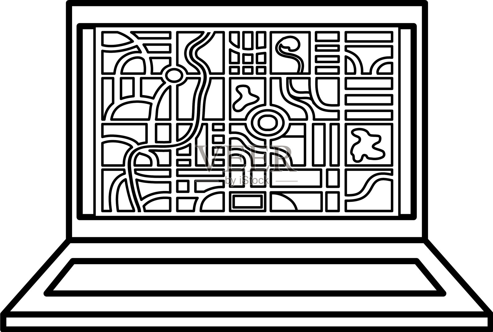 带GPS应用的笔记本电脑插画图片素材