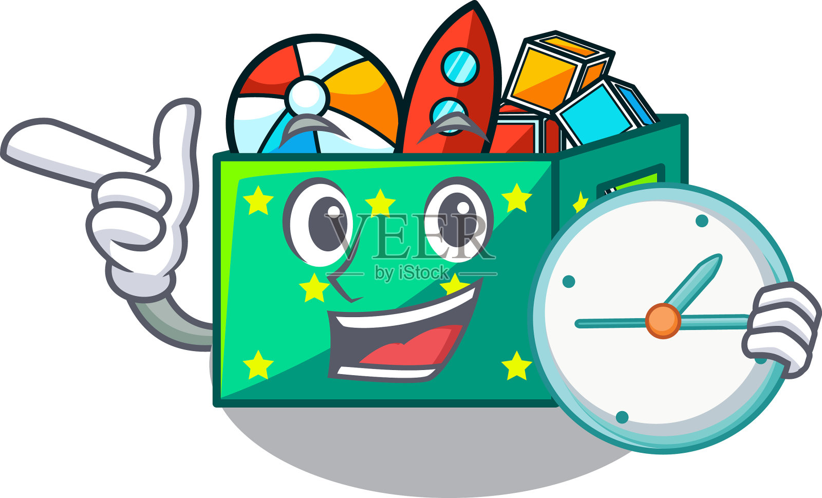 还有卧室里的时钟卡通玩具盒设计元素图片