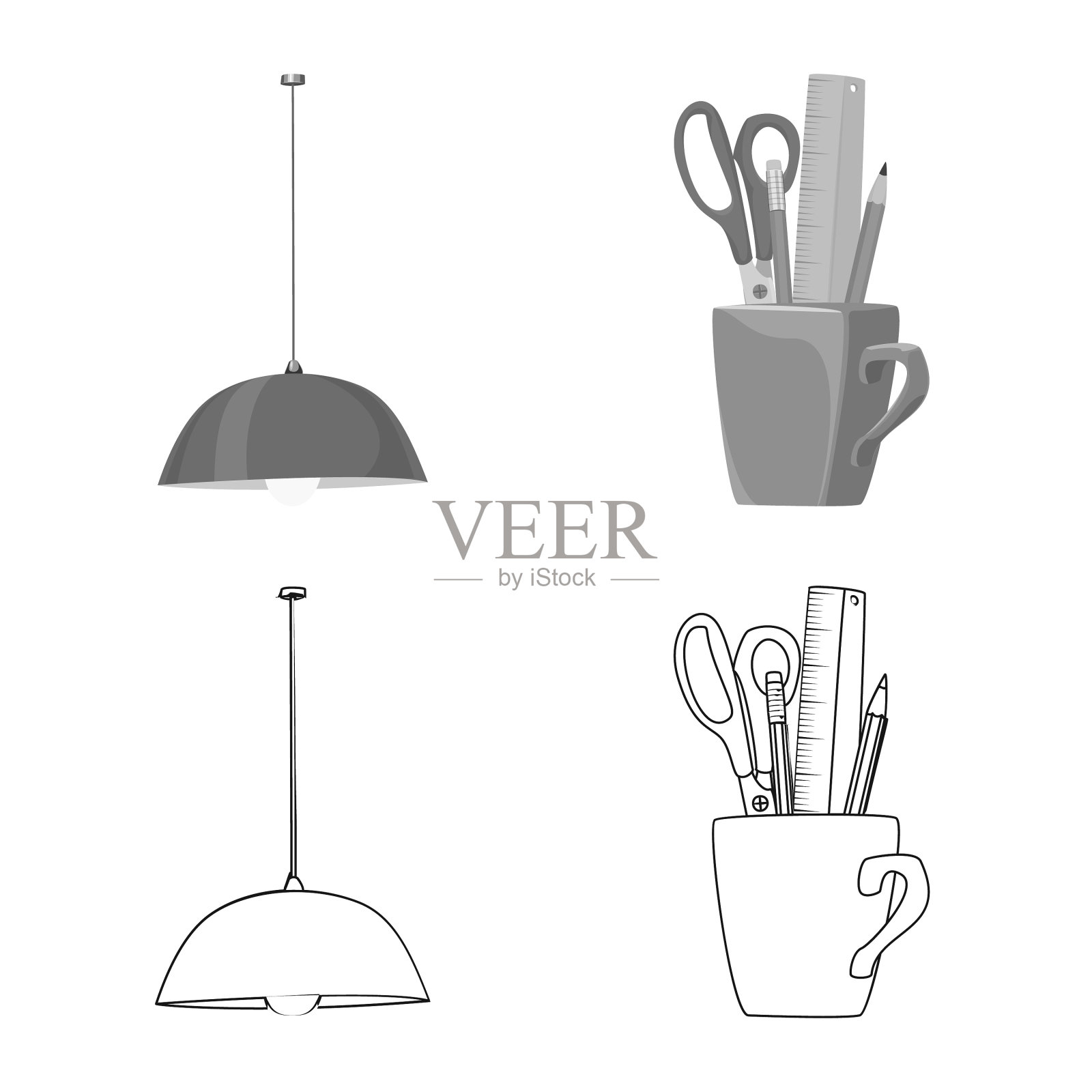 孤立的对象家具和工作图标插画图片素材