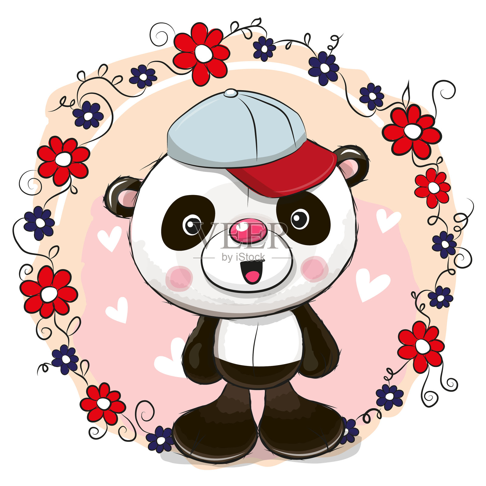 鲜花贺卡熊猫设计元素图片