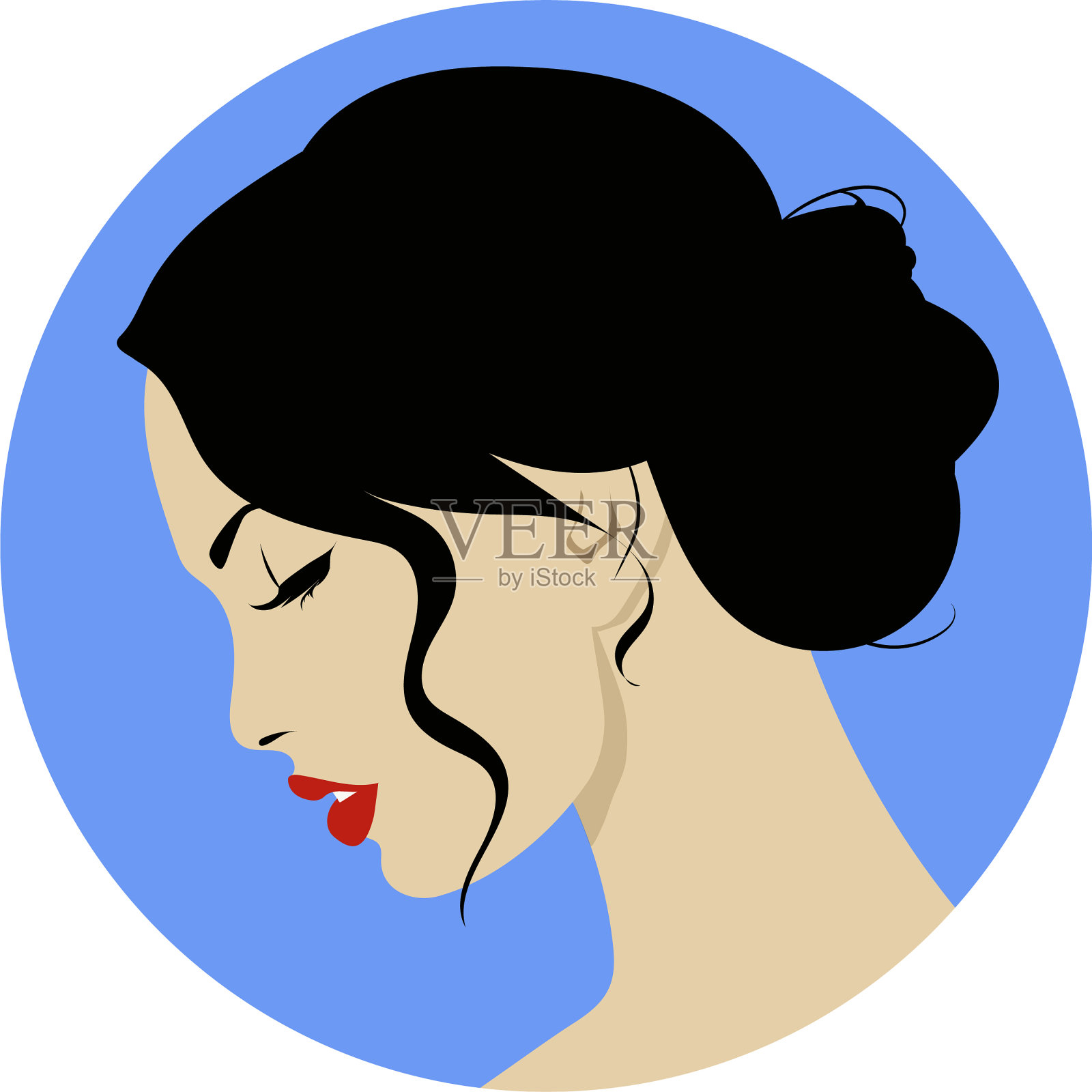 漂亮的女人，有复古的发型，很好设计元素图片