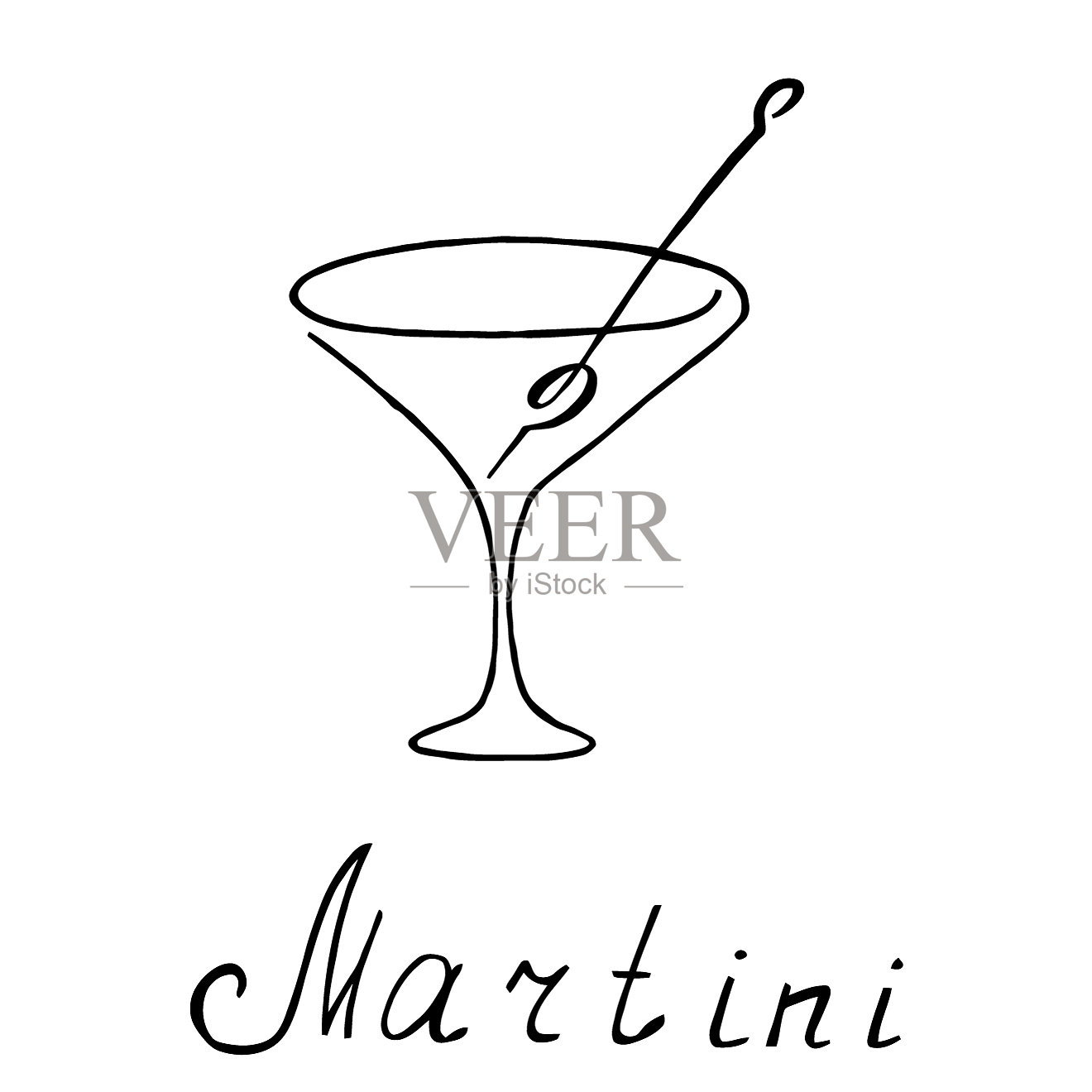 马提尼和橄榄插画图片素材