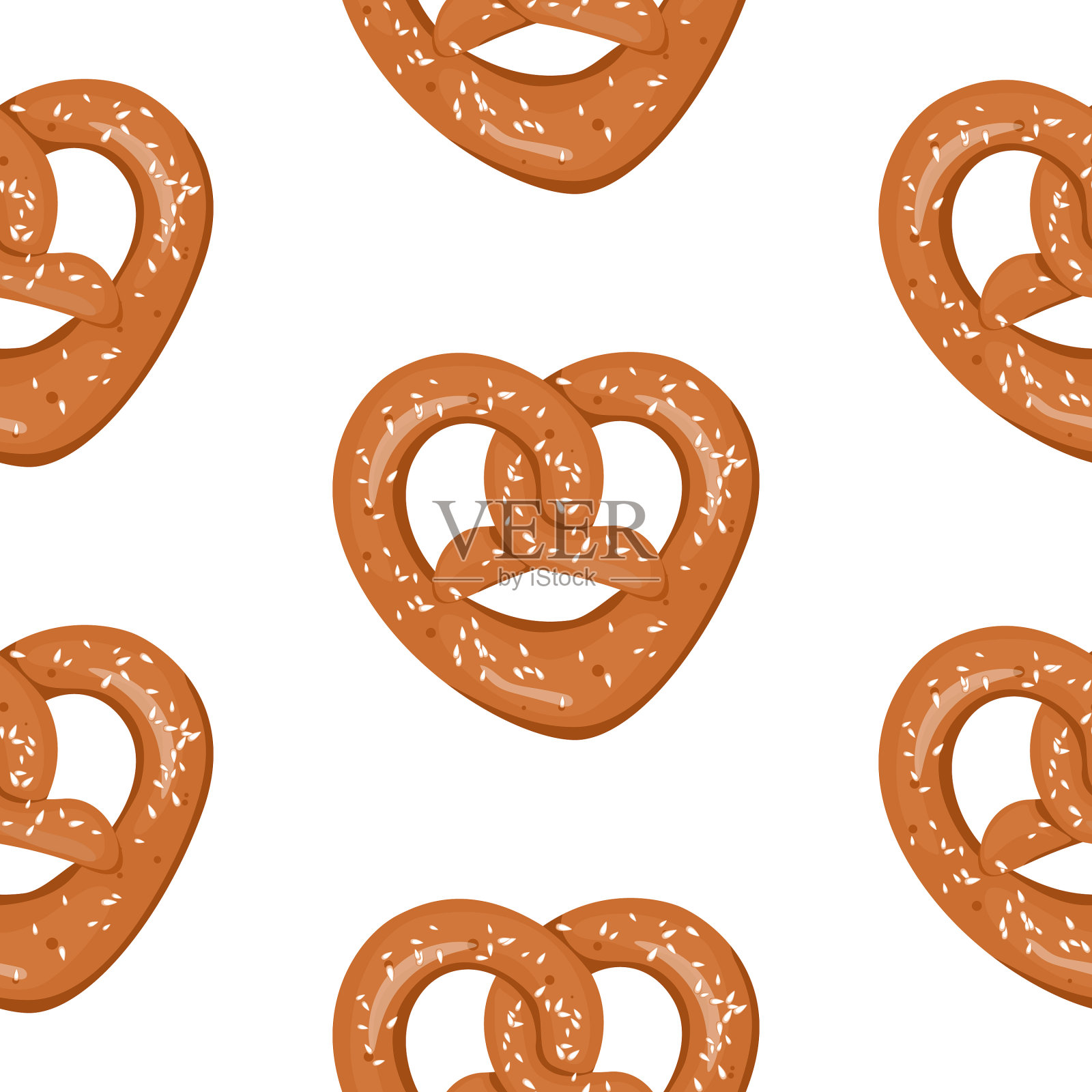 无缝模式与手绘椒盐卷饼插画图片素材