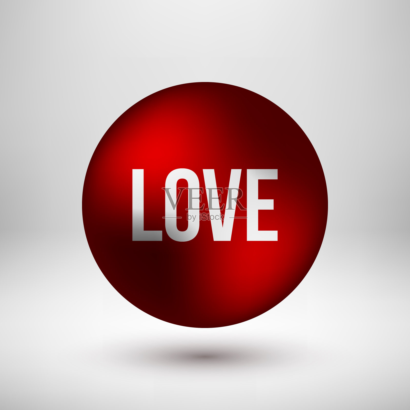 红色爱泡泡徽章插画图片素材