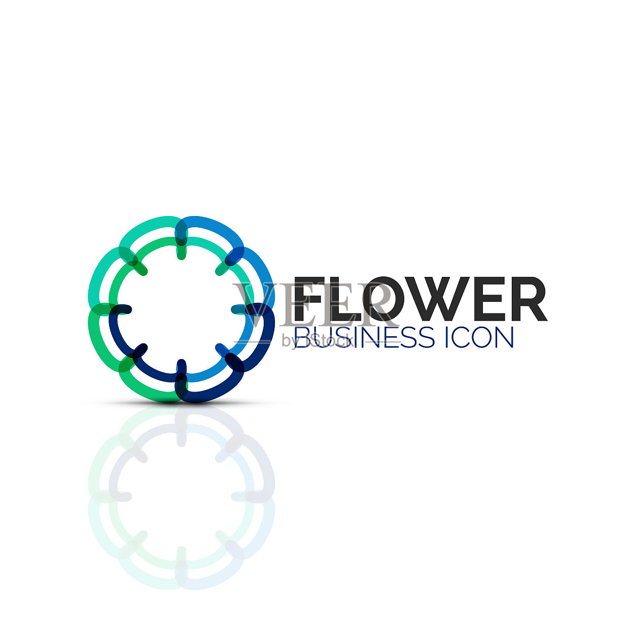 抽象的花朵或星星极简的线性图标插画图片素材