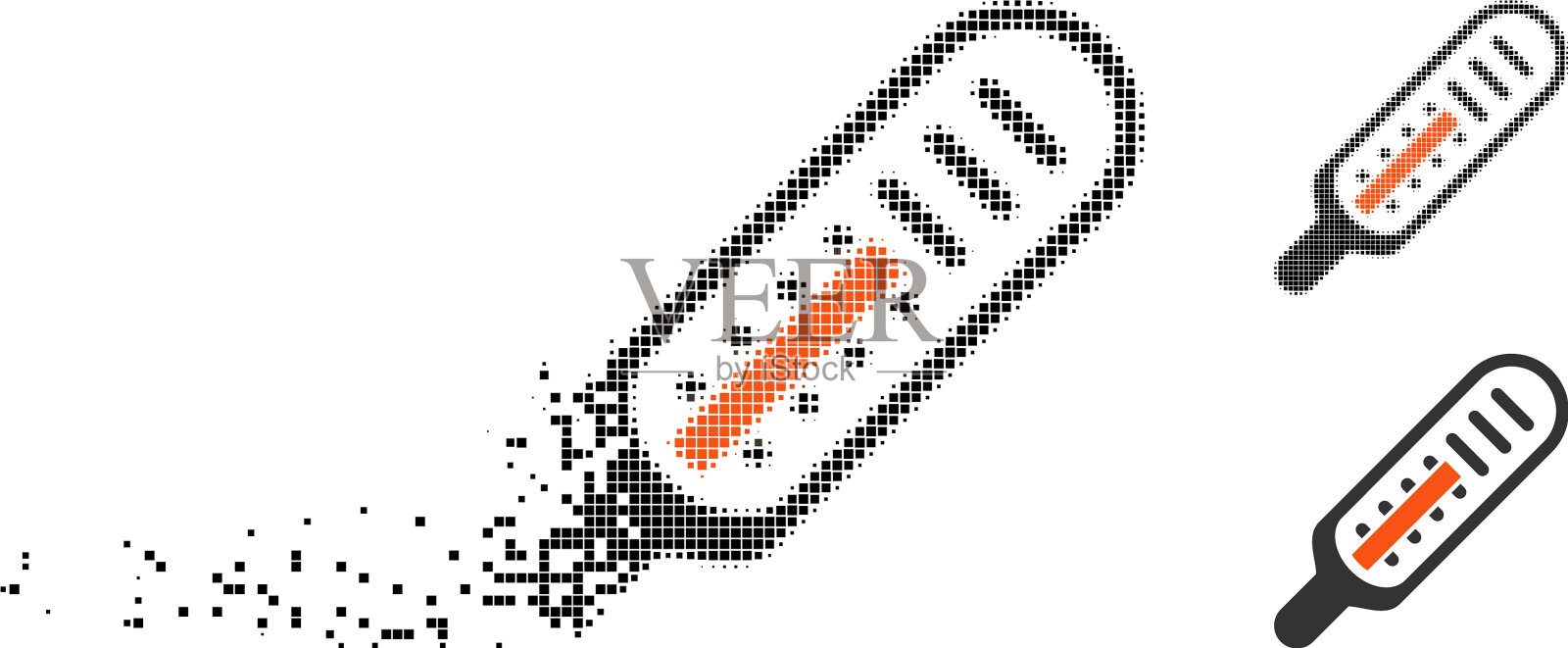 消散点半色调温度计图标插画图片素材