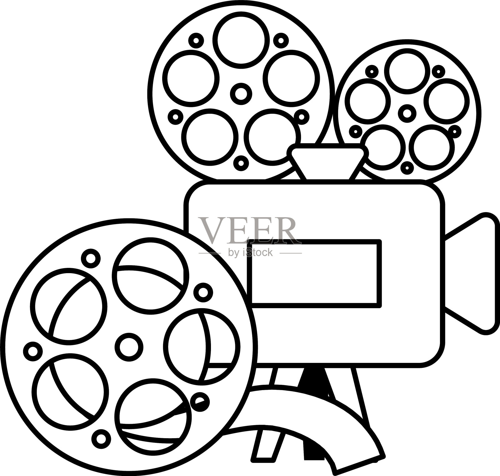 带磁带卷的电影摄影机图标素材