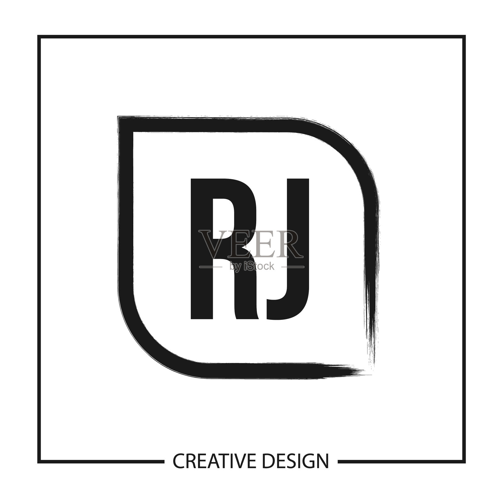 首字母rj标志模板设计插画图片素材