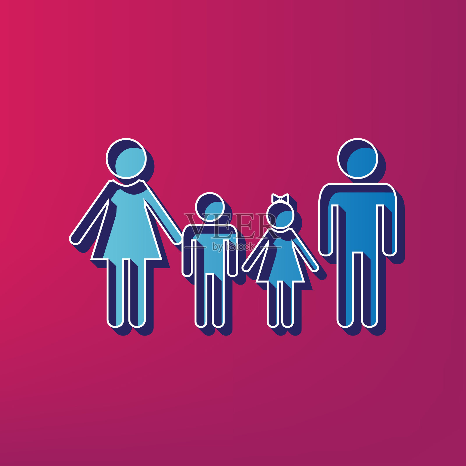 家庭标志蓝色3d打印图标上插画图片素材